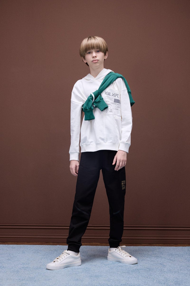 DeFacto Black Boy Boy Printed Elastic Waist Leg Sweatpants Casual - Image 1